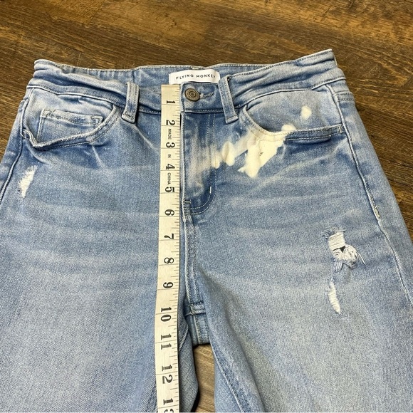 Flying Monkey High Rise Raw Hem Kick Flare Womens 27 Bleached Distressed - Picture 4 of 9